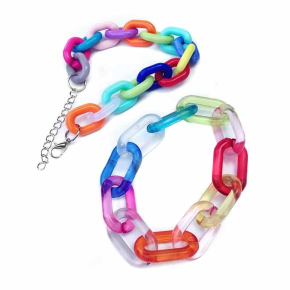 Colorful Rainbow Handmade Chain Candy Bracelet - Picture 2 of 7